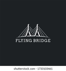 silhouette view bridge suspension logo design vector illustration