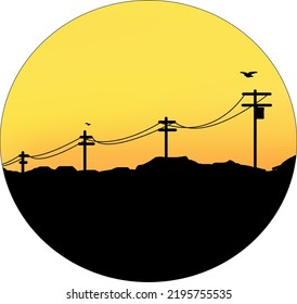 silhouette view in the evening within the circle border
