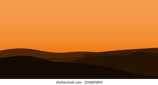 silhouette views of mountains with sunset background