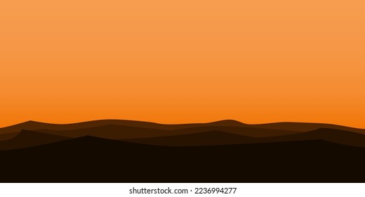 silhouette views of mountains with sunset background