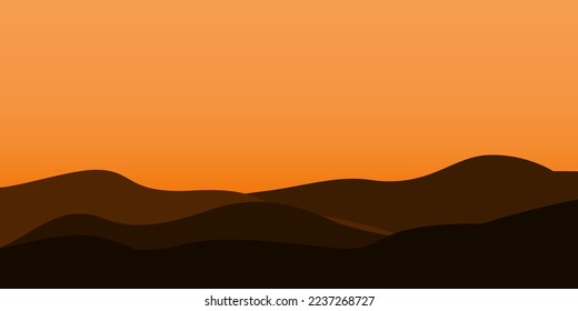 vistas de silueta a las montañas con fondo de puesta de sol
