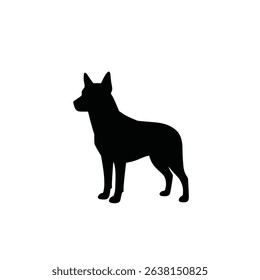 Silhouette: Vigilant Dog with Upright Ears  Alert Canine