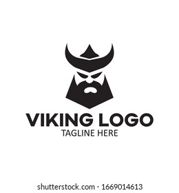 silhouette viking face logo vector illustration