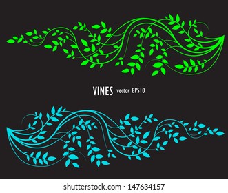 silhouette of vine and leaves, decorative element for your border, corner or background