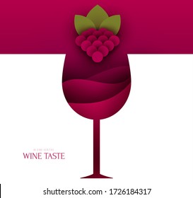 Silhouette de vinagre con vino tinto y racimo de uvas. Composición artística abstracta en estilo geométrico moderno. Plantilla de diseño de concepto minialista para la marca. Ilustración vectorial.