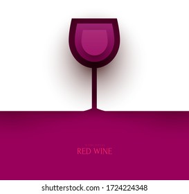 Silhouette of vineglass with white wine. Abstract art composition in modern geometric style. Minialistic concept design template for branding. Vector illustration.