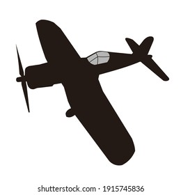 silhouette of vintage airplane with rotor vector graphic illustration