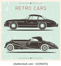 Silhouette of vintage cars