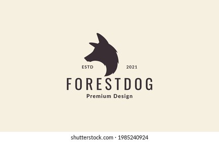 silhouette vintage head forest dog logo symbol vector icon illustration graphic design