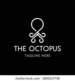 Silhouette Vintage Octopus Cuttlefish Squid Tentacles Vector Logo design