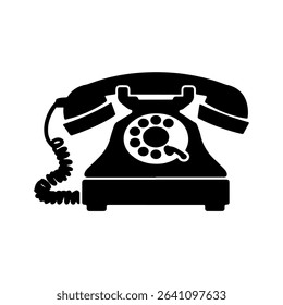 Silhouette of a Vintage Rotary Dial Telephone	
