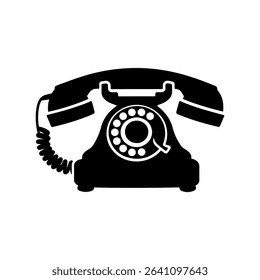Silhouette of a Vintage Rotary Dial Telephone	
