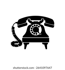 Silhouette of a Vintage Rotary Dial Telephone	
