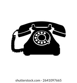 Silhouette of a Vintage Rotary Dial Telephone	
