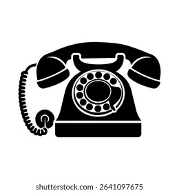 Silhouette of a Vintage Rotary Dial Telephone	
