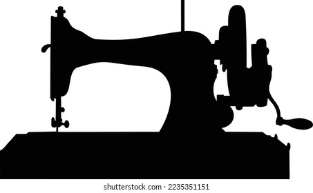 Silhouette of Vintage Sewing Machine.