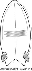 Silhouette of a vintage surfboard