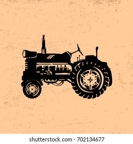 Silhouette of a vintage tractor