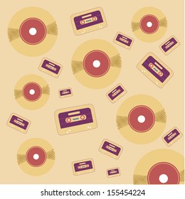 a lot of silhouette vinyls and cassettes together
