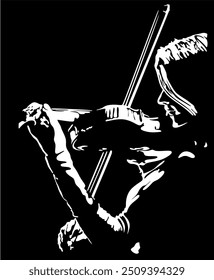 Silhouette of violin backlight vector illustration. Vector illustration without artificial intelligence.