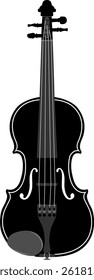 A silhouette of a violin isolated on a transparent background