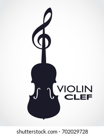 silhouette violin key stylized symbol