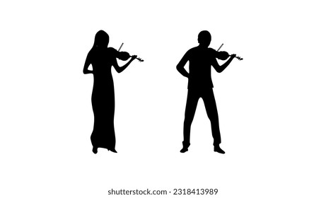 Silhouette of a violinist, high quality vector