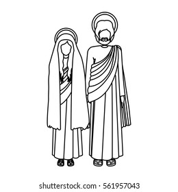 silhouette virgin mary and saint joseph standing