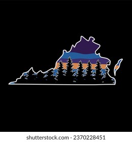 silhouette of virginia forest perfect for print, etc