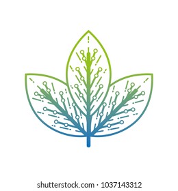 silhouette virtual reality leaves with circuits device