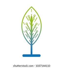 silhouette virtual reality tree with circuits device