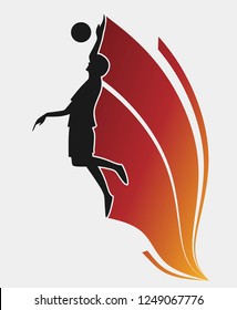 Silhouette of volleyball athlete player. Vector illustration