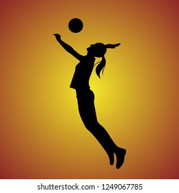 Silhouette of volleyball athlete player. Vector illustration