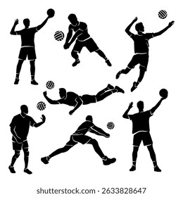 silhouette volleyball player collection simple design