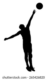 silhouette volleyball player hitting the ball on white background vector