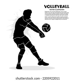 Silhouette of volleyball player passing the ball. Vector illustration