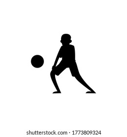 Silhouette volleyball player vector illustration. Sport character concept design in black