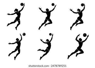 a silhouette of a volleyball player vector illustration