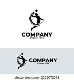 Silhouette of volleyball sport logo design 