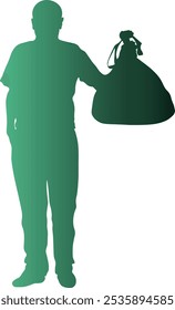 Silhouette of Volunteers. Recycling and Cleaning Trash. Vector Illustration in Colorful Design and Shape.