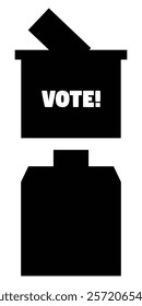 Silhouette of a Voter Hand Casting Ballot into a Box