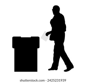 Silhouette of voting man, election. Vector illustration