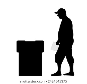 Silhouette of voting older man, election. Vector illustration