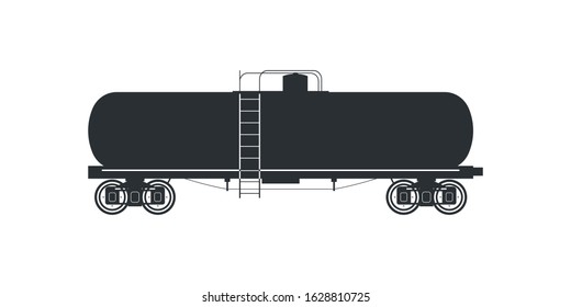 Silhouette wagon cistern tank train. Vector illustration