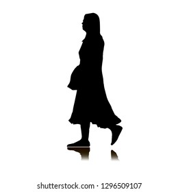 Silhouette. Waiting room at the airport. Young woman in a long dress. Girl with a bag. Travels. Shopping with bags. Close-up. Isolated background