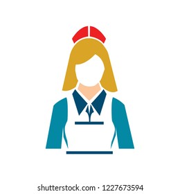 Silhouette Waitress, Waiter Girl Illustration - Hotel And Catering Vector Avatar Icon