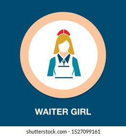 Silhouette Waitress, Waiter Girl Illustration - Hotel And Catering Vector Avatar Icon