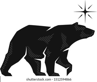 Silhouette of Walking Bear Simple Vector Design