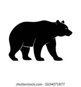 Silhouette of a walking black bear vector illustration on a white background