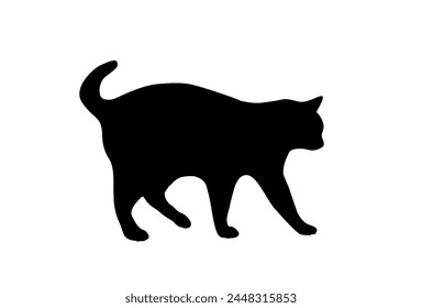 The silhouette of a walking cat. Vector illustration.